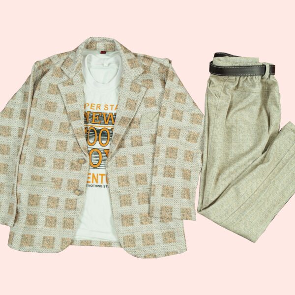 Blezer set-3pis set( Blezer, Full pant, sleeveless t-shirt) Yellow