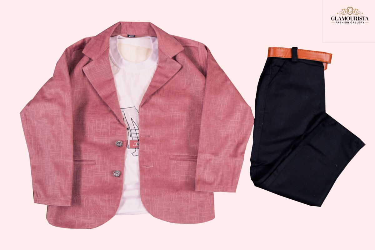DSC02389 (1) Blezer Set-3Pis set( Pink Blezer, Full pant, half sleeves t-shirt) - Image 1