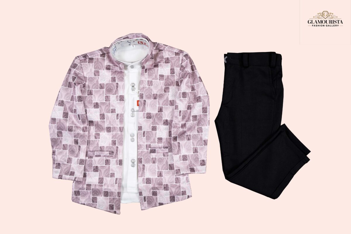 Prince coat Set-3pis set(coat, shirt, full pant) Pink - Image 1