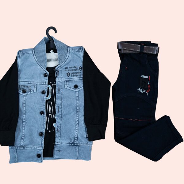 Coty full Sleeves set-3pis set ( Full sleeves t-shirt, Half sleeves koti, Full pant) Blue