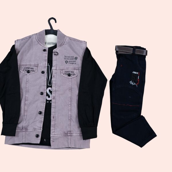 Coty full Sleeves set-3pis set ( Full sleeves t-shirt, Half sleeves koti, Full pant)Peach