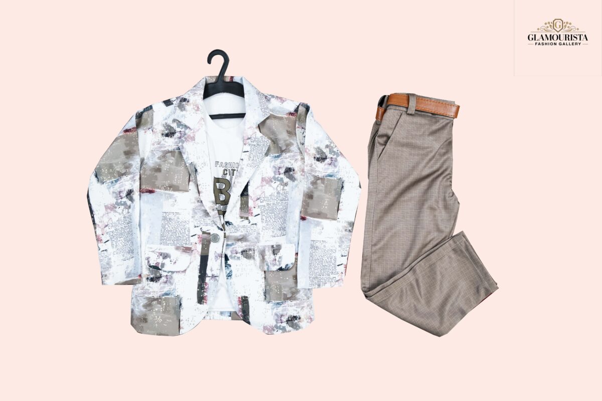 Blezer set-3pis set(Blezer, Full pant, Sleeveless t-shirt) Olive - Image 1