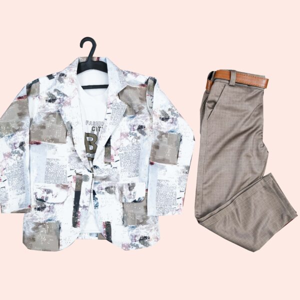 Blezer set-3pis set(Blezer, Full pant, Sleeveless t-shirt) Olive