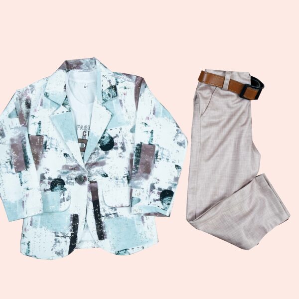 Blezer set-3pis set(Blezer, Full pant, Sleeveless t-shirt) Green