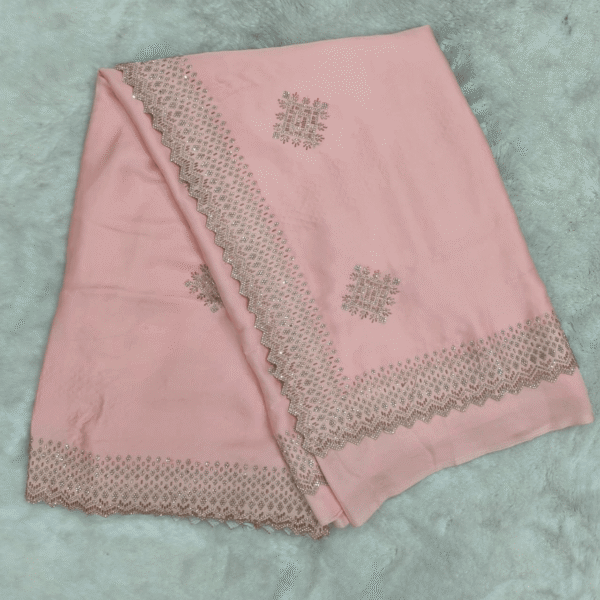 Blush PinkBlush Pink Silk Fabric Saree with Zarkan Work