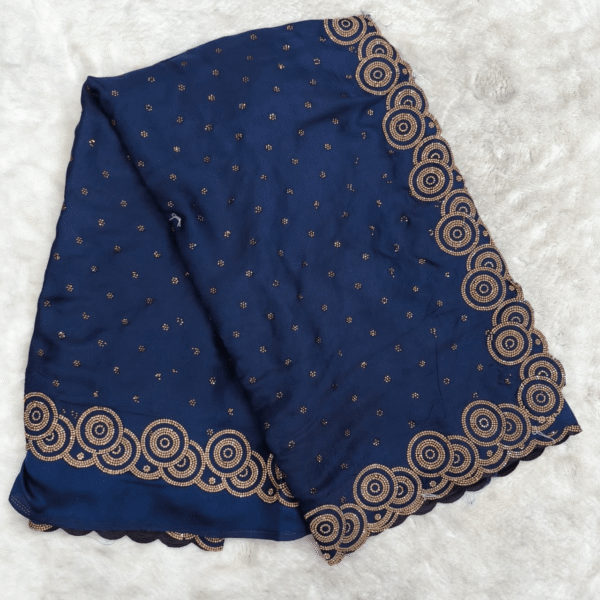 Navy Blue Silk Fabric Saree with Zarkan Work