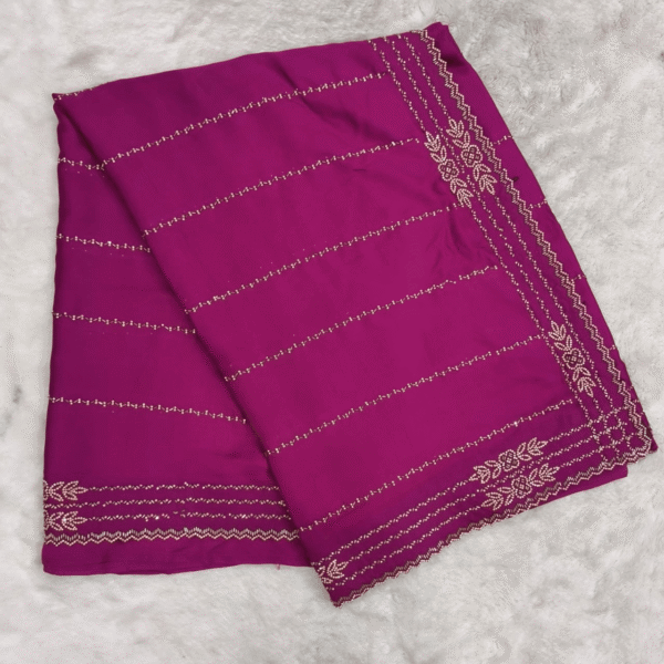 Magenta Silk Fabric Saree with Zarkan Work