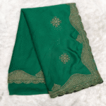 Emerald Green Silk Fabric Saree with Zarkan Work